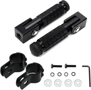 M8 Motorcycle Foot Pegs 90 Degree Foldable Footpegs CNC Anti-Skid Footrest Universal for Yamaha Honda Suzuki Aprilia Electric Car Motorbike Mini Bike Dirt Pit Bike Passenger Pedal (Black)