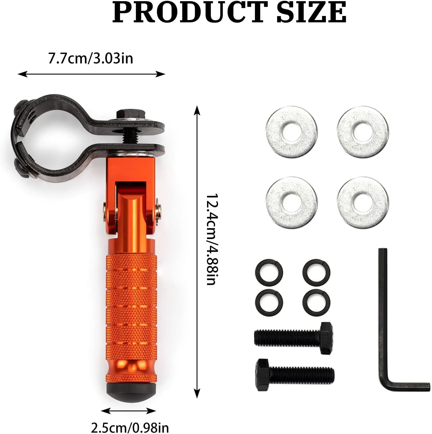 M8 Motorcycle Foot Pegs 90 Degree Foldable Footpegs CNC Anti-Skid Footrest Universal for Yamaha Honda Suzuki Aprilia Electric Car Motorbike Mini Bike Dirt Pit Bike Passenger Pedal (Orange)