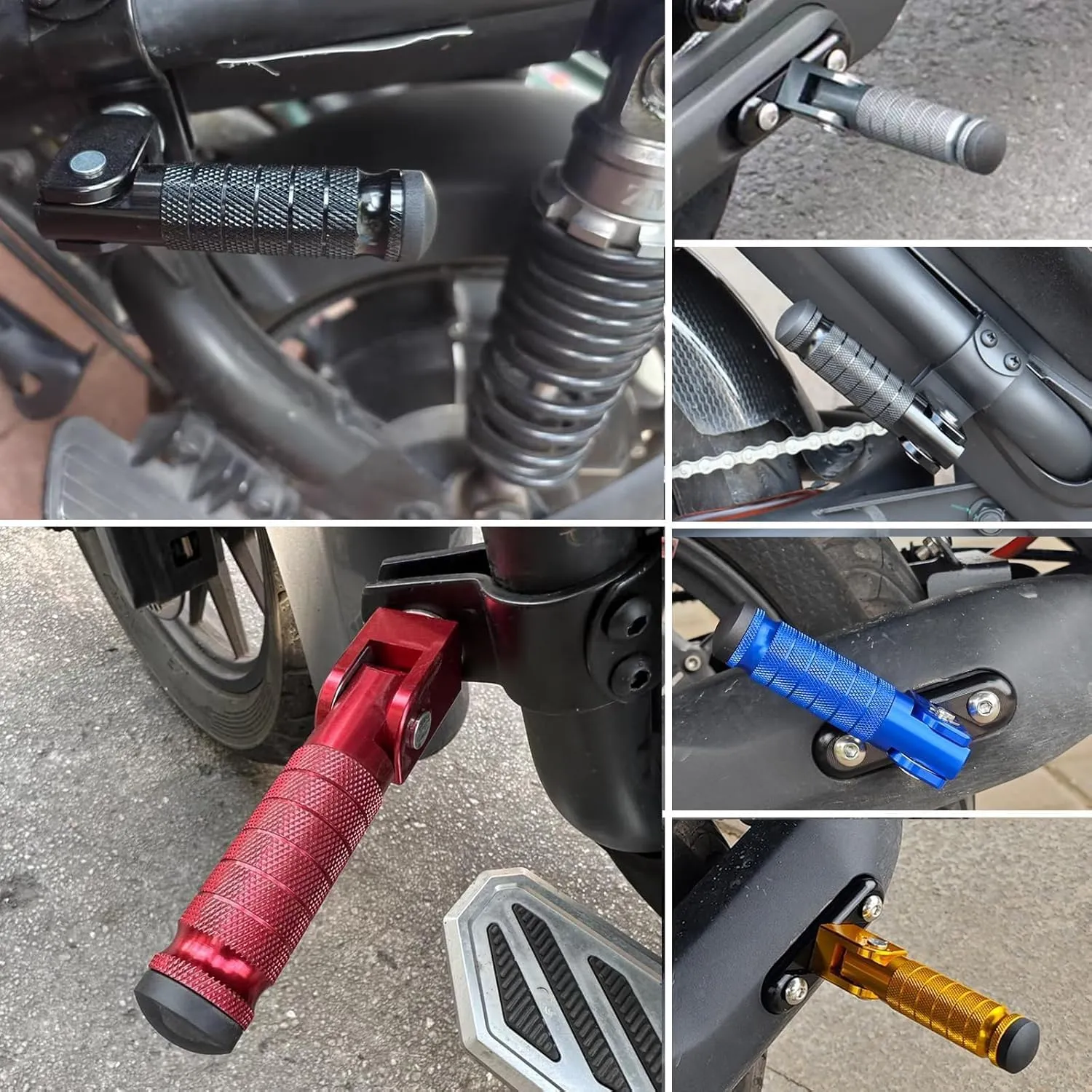 M8 Motorcycle Foot Pegs 90 Degree Foldable Footpegs CNC Anti-Skid Footrest Universal for Yamaha Honda Suzuki Aprilia Electric Car Motorbike Mini Bike Dirt Pit Bike Passenger Pedal (Orange)