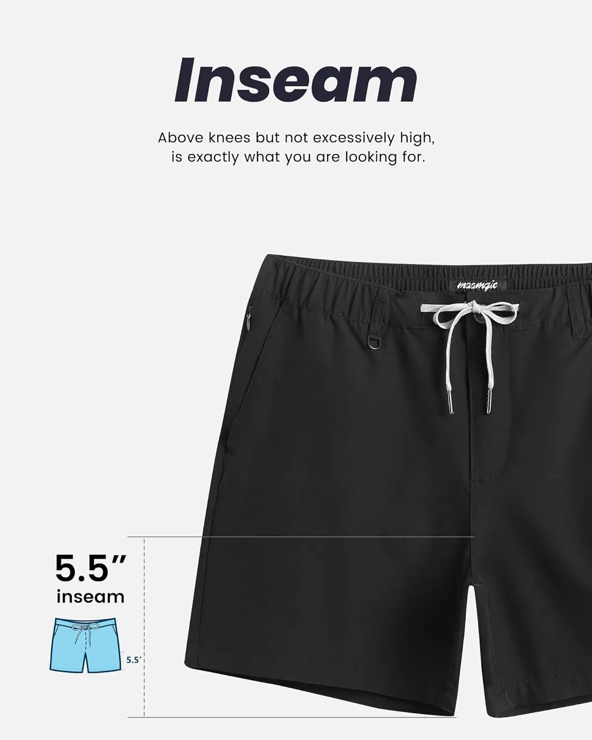 maamgic Men's 5/7 Inch Casual Classic Fit Shorts with Multi-Pocket Quick Dry Sports Shorts