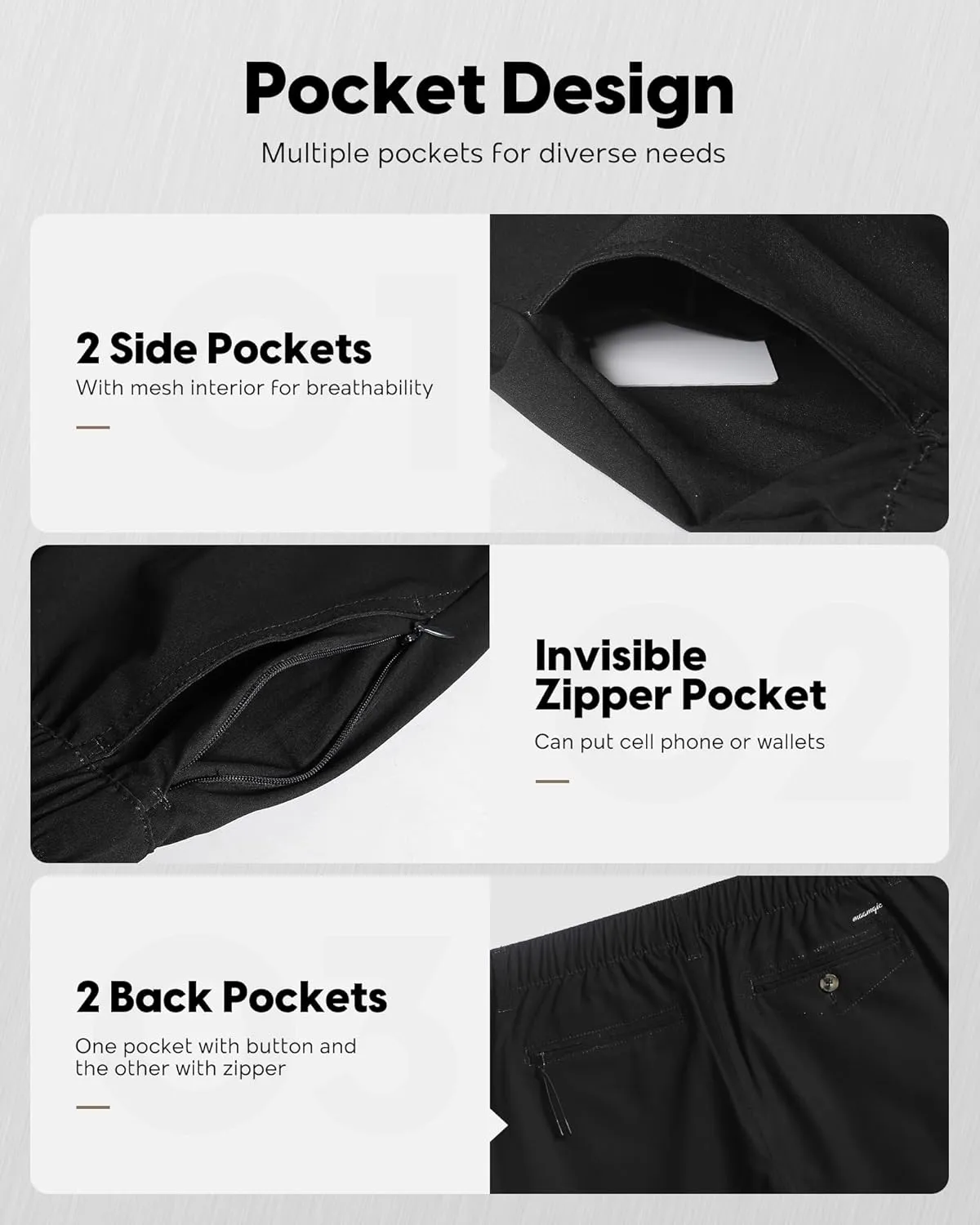 maamgic Men's 5/7 Inch Casual Classic Fit Shorts with Multi-Pocket Quick Dry Sports Shorts