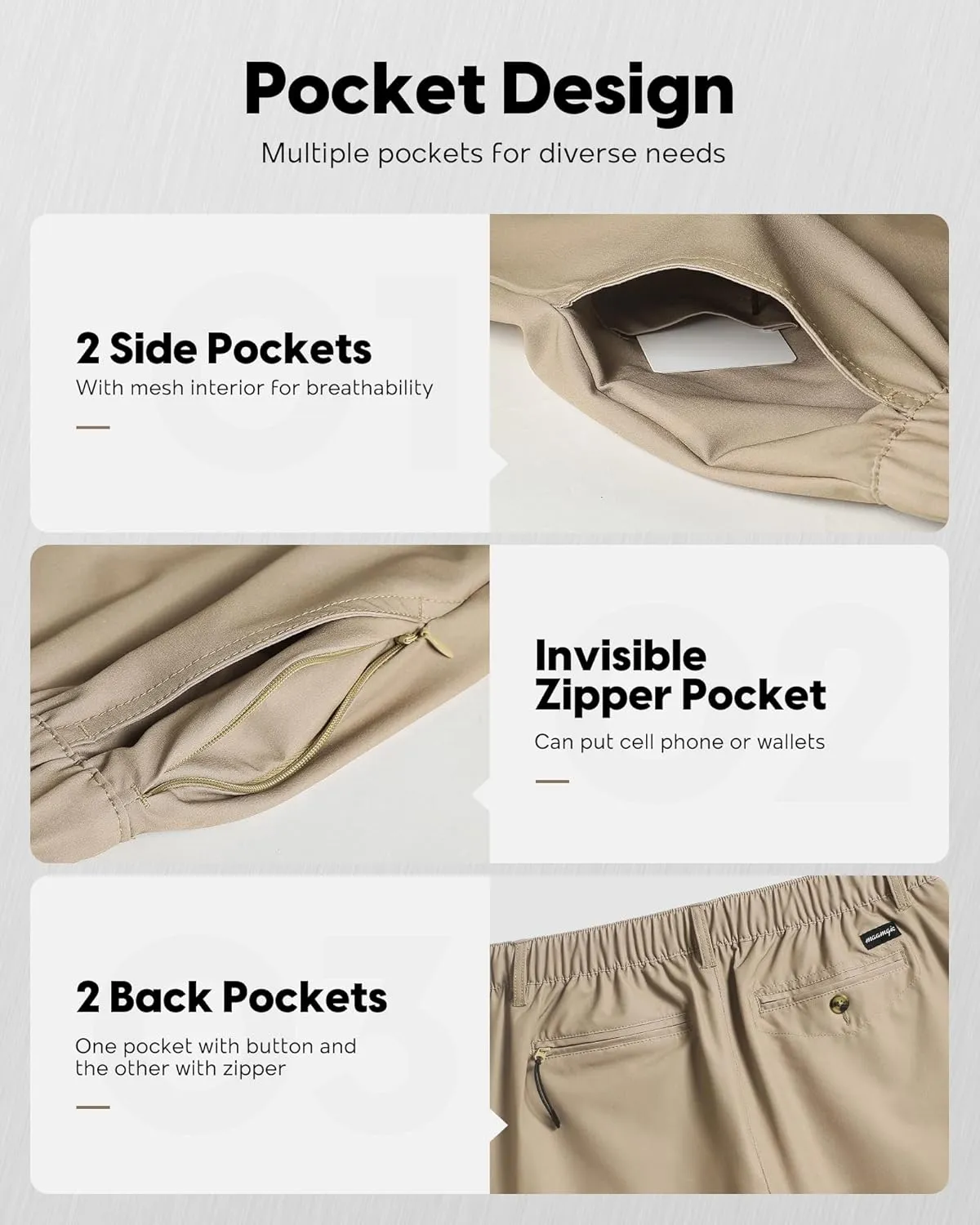 maamgic Men's 5/7 Inch Casual Classic Fit Shorts with Multi-Pocket Quick Dry Sports Shorts