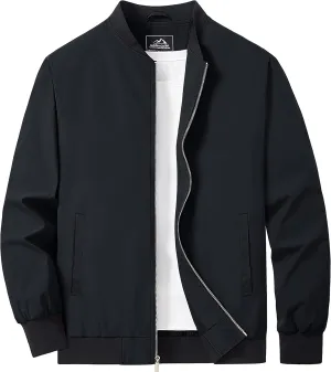 MAGCOMSEN Men's Bomber Jacket Lightweight Casual Zip Up Windbreaker Spring Fall Golf Coat with Pockets
