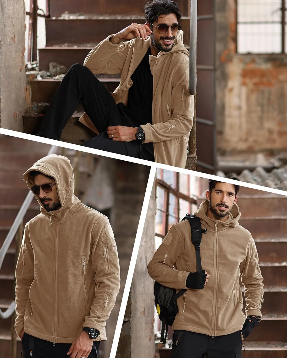MAGCOMSEN Men's Military Tactical Jacket Warm Fleece Hoodies Sport Outdoor Winter Coats Windbreaker