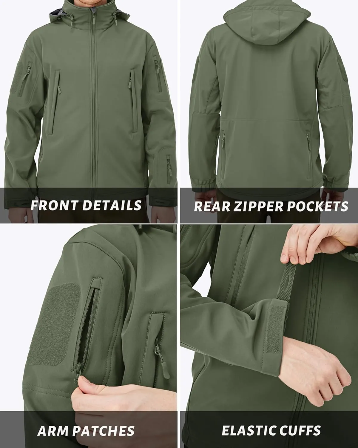 MAGCOMSEN Men's Tactical Jacket Winter Snow Ski Jacket Water Resistant Softshell Fleece Lined Winter Coats Multi-Pockets