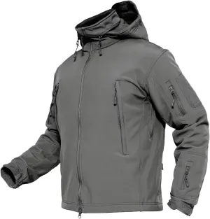 MAGCOMSEN Men's Tactical Jacket Winter Snow Ski Jacket Water Resistant Softshell Fleece Lined Winter Coats Multi-Pockets