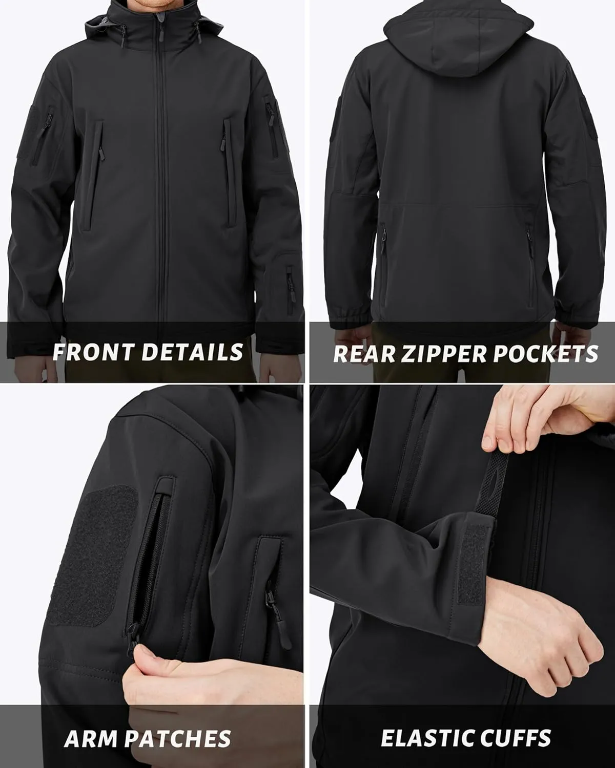 MAGCOMSEN Men's Tactical Jacket Winter Snow Ski Jacket Water Resistant Softshell Fleece Lined Winter Coats Multi-Pockets