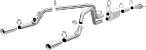MagnaFlow Cat-Back Performance Exhaust System 19019 - Street Series, Stainless Steel 3in Main Piping, Dual Split Rear Exit, Polished Finish 3.5in Exhaust Tip - Truck Performance Exhaust Kit