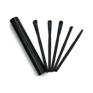 Makeup brush 5pcs Travel Portable Mini Eye Makeup Brushes Set Smudge Eyeshadow Eyeliner Eyebrow Brush Lip Make Up Brush Kit Professional (Color : Pink) (Black)