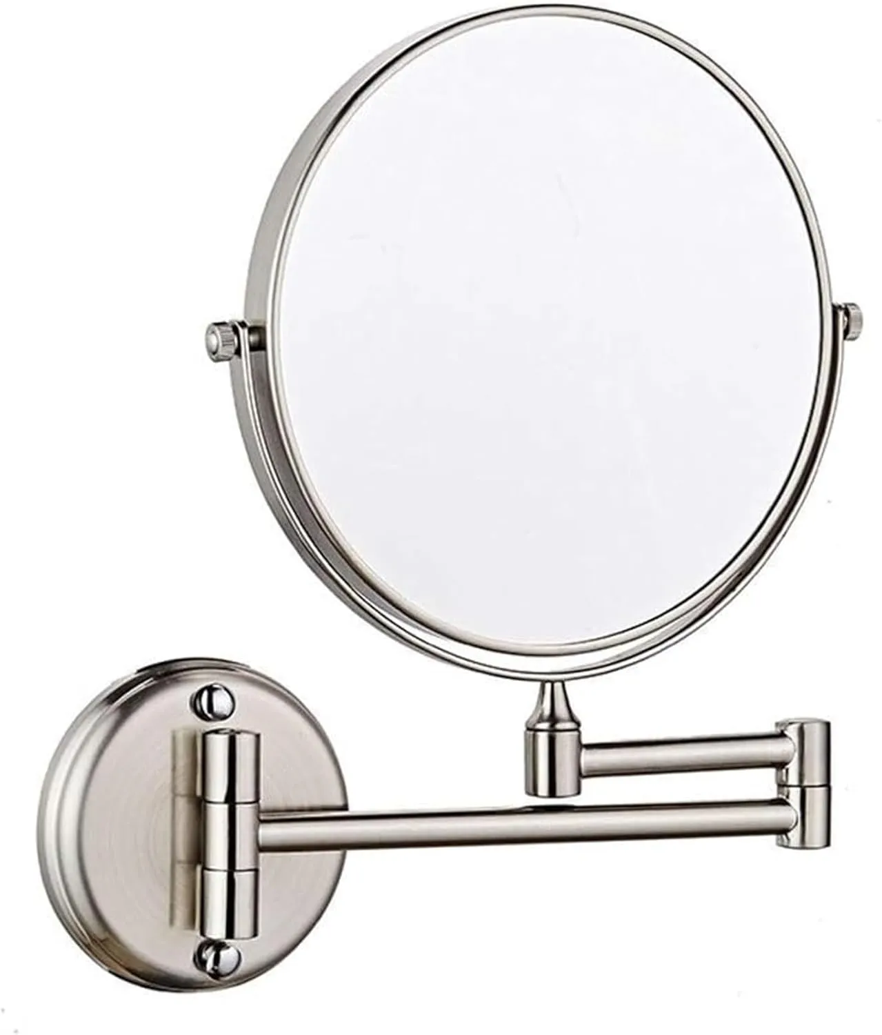 Makeup Mirror 8inch TwoSided Swivel Wall Mounted Mirror, 3X Magnification with Drilling Without Drilling Nickel