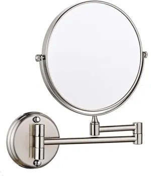 Makeup Mirror 8inch TwoSided Swivel Wall Mounted Mirror, 3X Magnification with Drilling Without Drilling Nickel