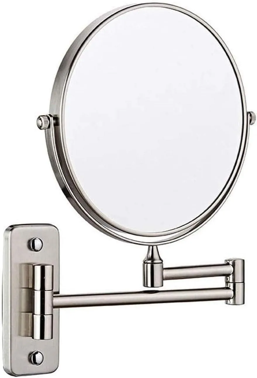 Makeup Mirror Vanity Mirror Wall Mounted Makeup Mirror 8- inch Two- Sided Swivel Wall Mounted Mirror, Extending Folding Bathroom Shaving Cosmetic Make