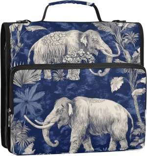 Mammoths Navy Blue Zipper Binder Bag, 1.5 inch 3 Ring Binder File Organizer with Handle and Shoulder Strap, Multi-Pocket, 500 Sheet Capacity