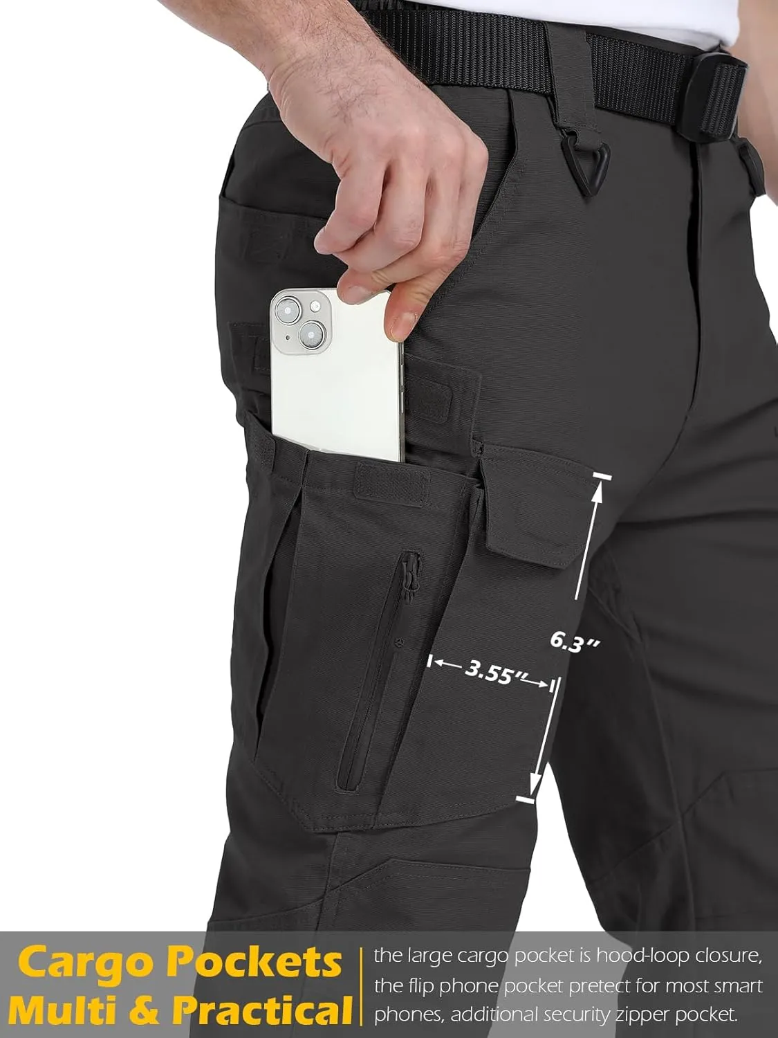 MANSDOUR Men's Cotton Hiking Tactical Pants Lightweight Stretch Military Combat Cargo Work Pants