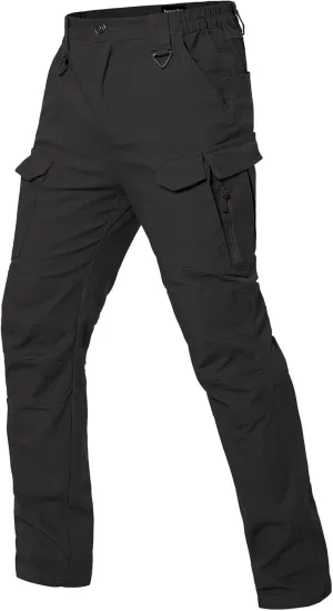 MANSDOUR Men's Cotton Hiking Tactical Pants Lightweight Stretch Military Combat Cargo Work Pants