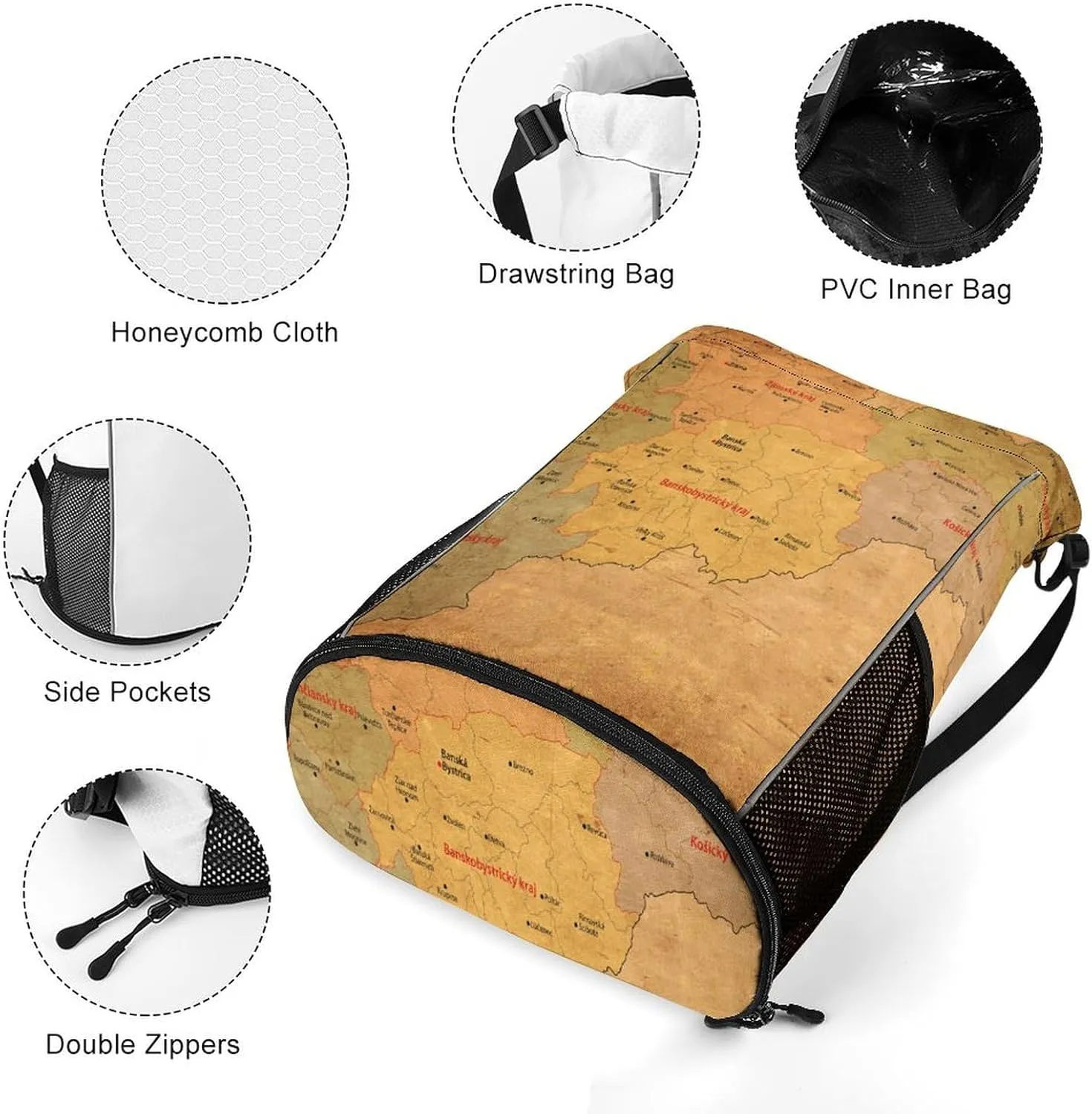Map of South Africa Storage Bag Drawstring Sports Pocket Backpack, Shoe Bags, Multi-Function Bags