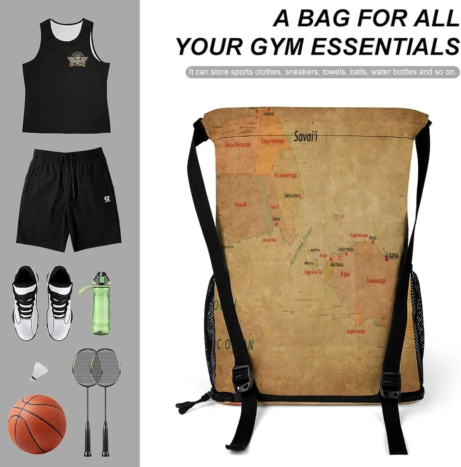 Map of South Africa Storage Bag Drawstring Sports Pocket Backpack, Shoe Bags, Multi-Function Bags
