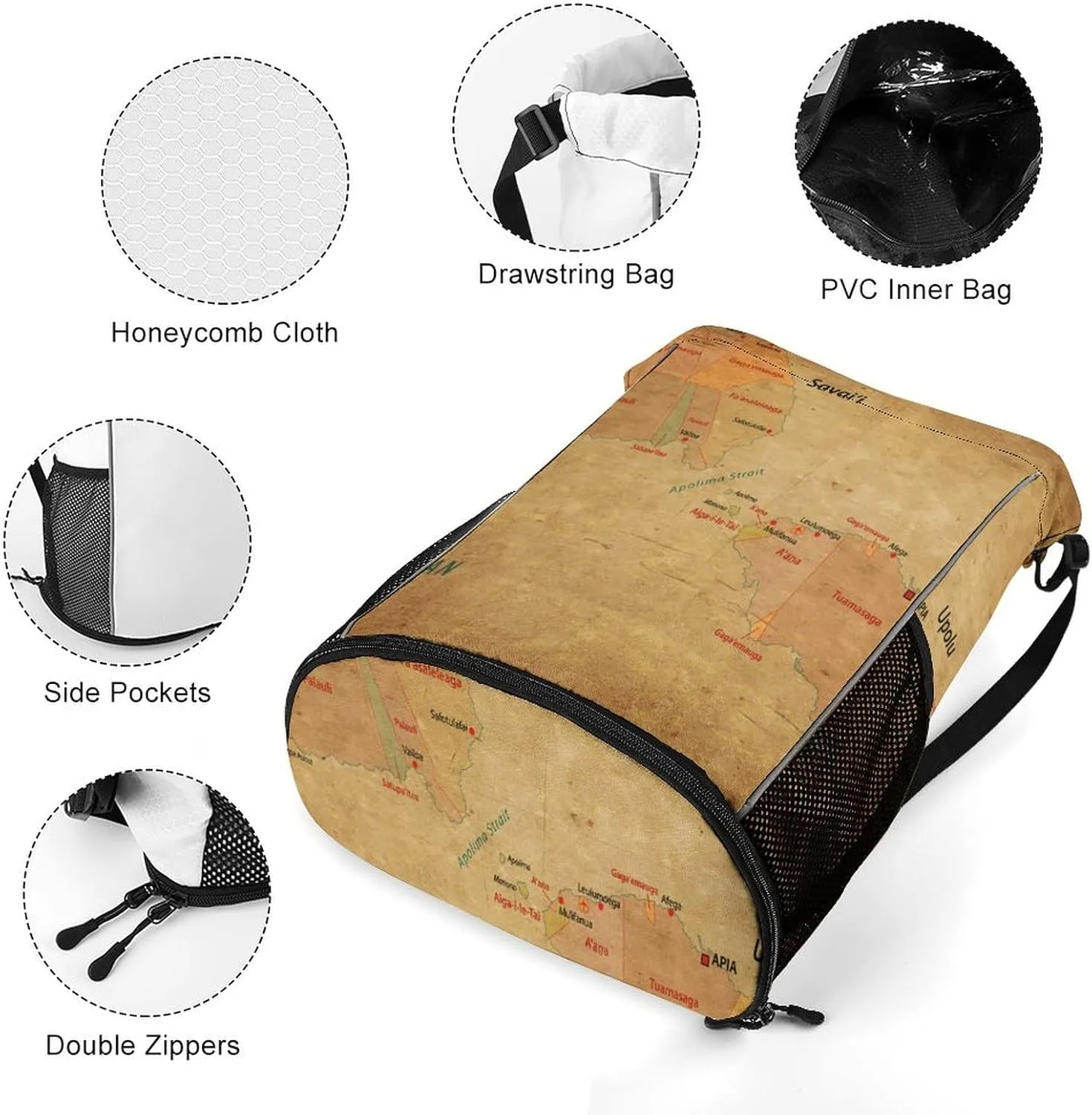 Map of South Africa Storage Bag Drawstring Sports Pocket Backpack, Shoe Bags, Multi-Function Bags