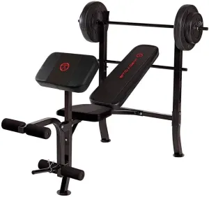 Marcy Pro 14 Gauge Durable Steel Standard Adjustable Weight Bench Press Training with 80 Pound Weight Set for Home Gym Setups, Black