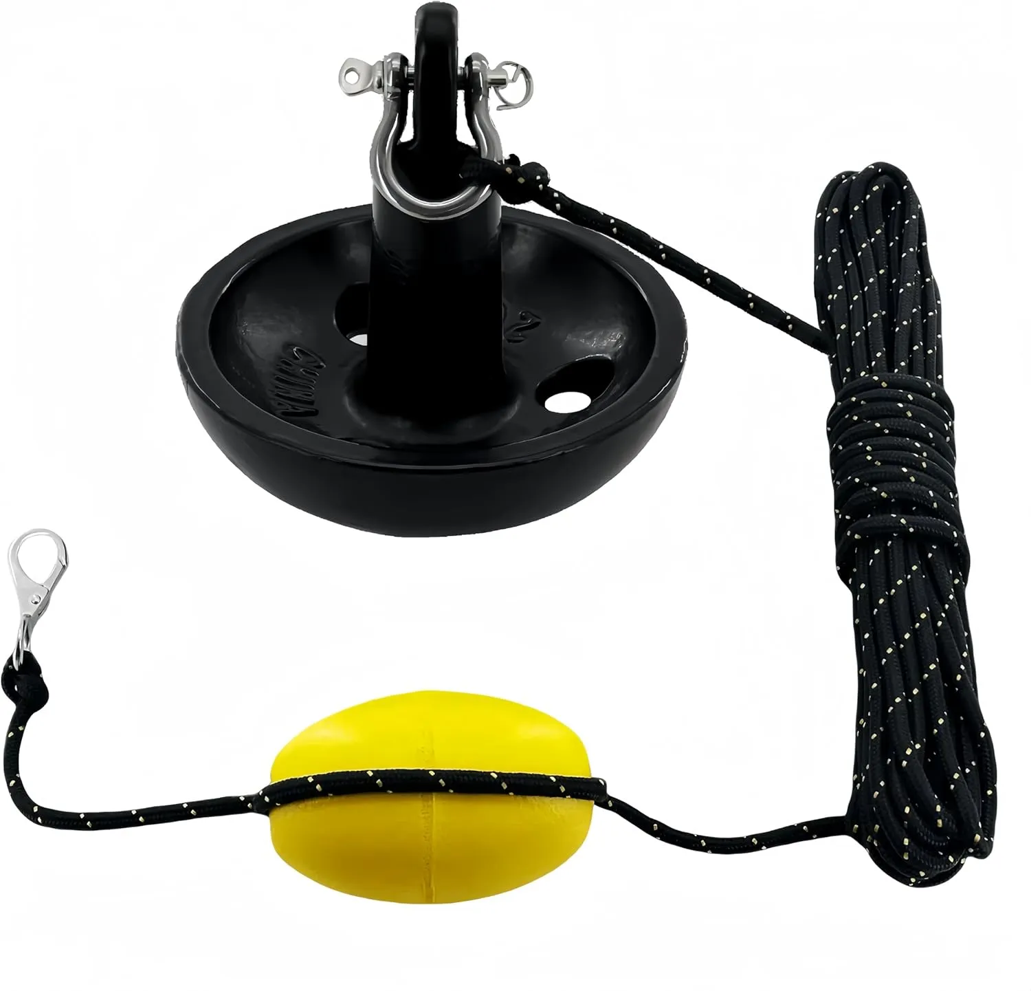 Marine Mushroom Anchor Kit 20 lb Black PE Coated Kayak Anchor Accessories with 50 ft Rope for Fishing Kayaks, Canoe, Jet Ski, SUP Paddle Board and Small Boats