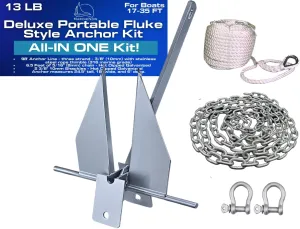 MarineNow Deluxe Portable Fluke Style Anchor Kit Choose 5, 8.5 or 13 lb