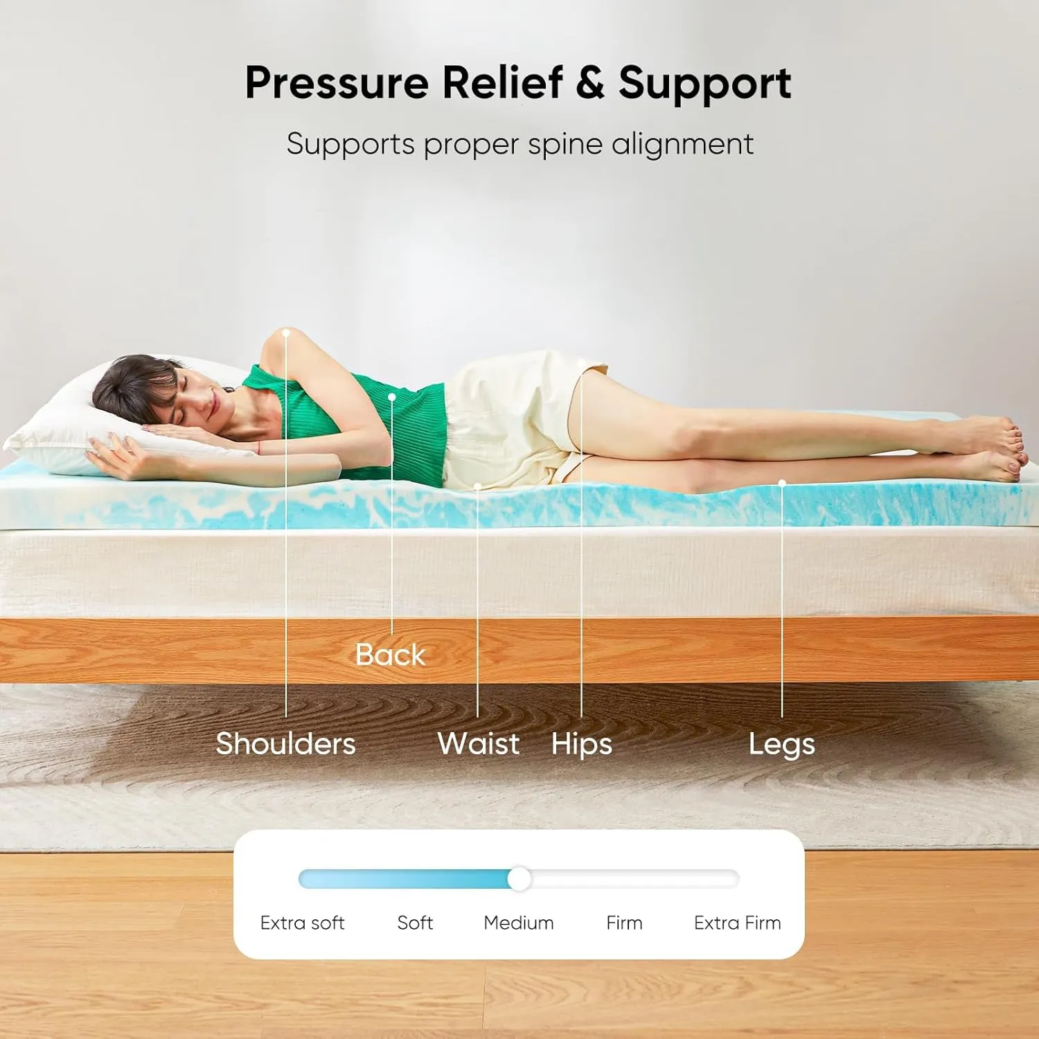 Marsail 3-inch Queen Memory Foam Mattress Topper, Gel Infused Cooling, Soft for Sleeper Sofa, RV, Camper, CertiPUR-US Certified