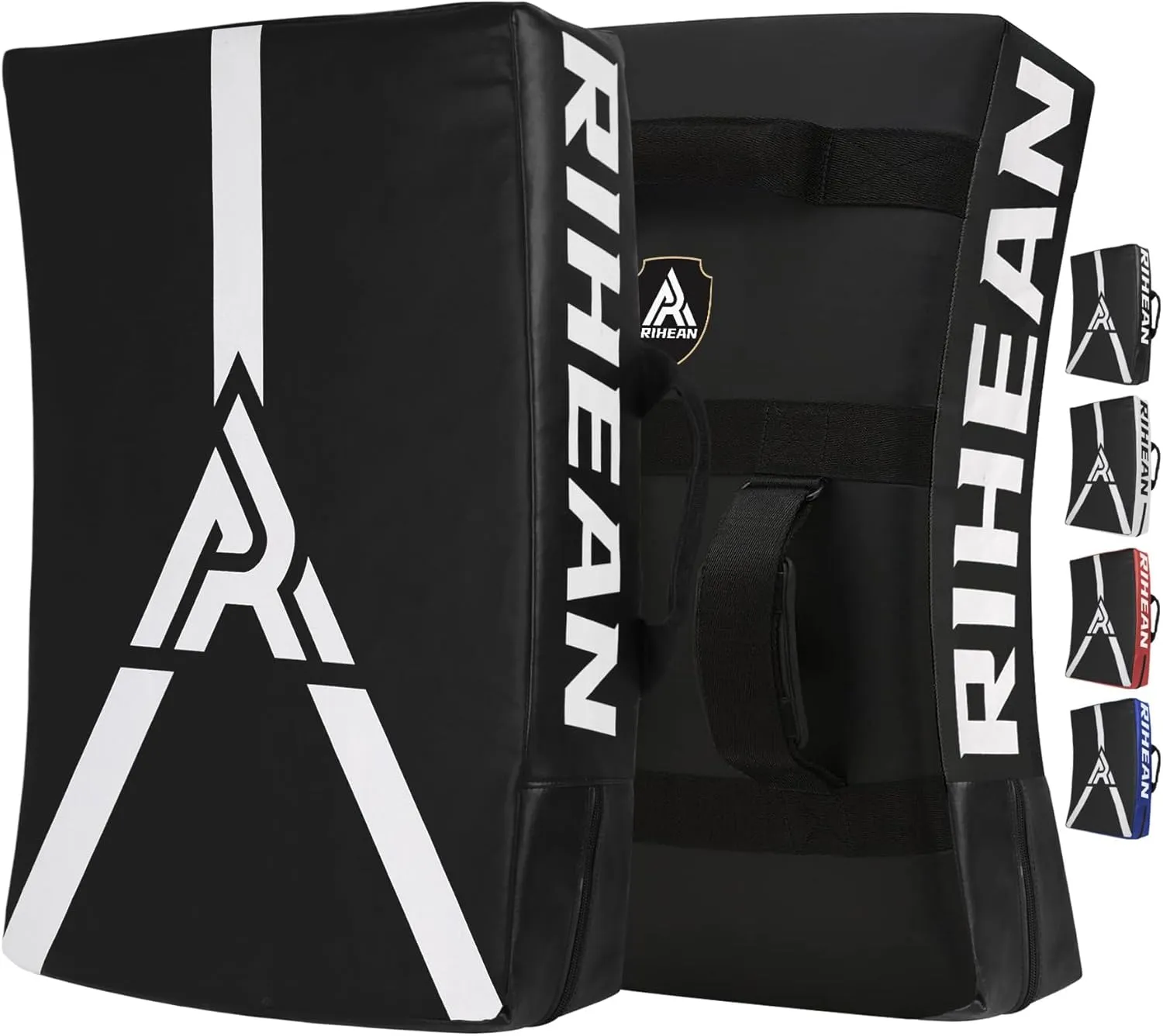 Martial Arts Kicking Shields - Kick Pad for Muay Thai, Taekwondo, Football, Basketball, Hockey Training - Denser Foam, Eco-Friendly PVC Leather Cover - Kick Shield Black