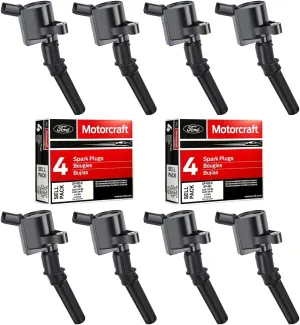 MAS Set of 8 Ignition Coil DG508 and Motorcraft Spark Plug SP493 compatible with Ford Lincoln Mercury 4.6L engines DG457 DG472 DG491 F523 3W7Z12029AA 1L2U12029AA 1L2U12A366A