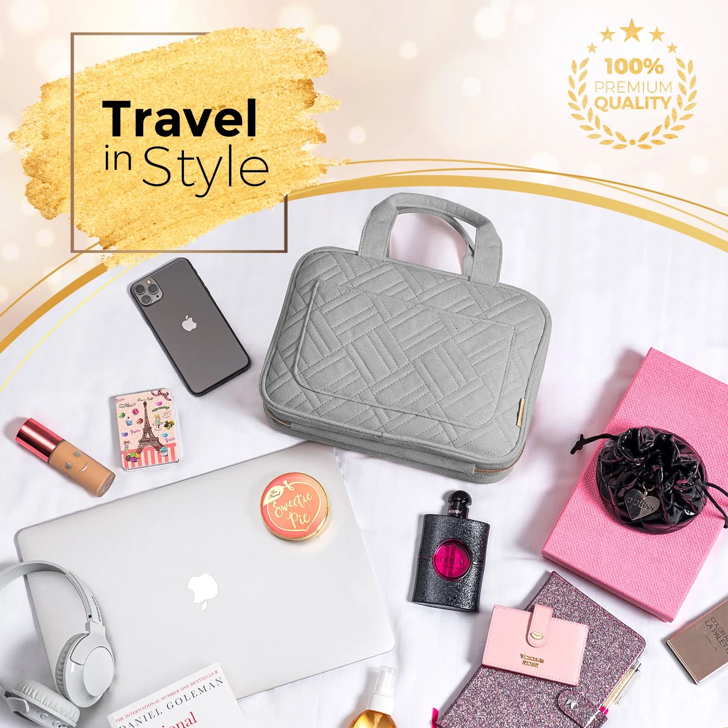 Medium Foldable Hanging Toiletry Bag - Pigeon Gray