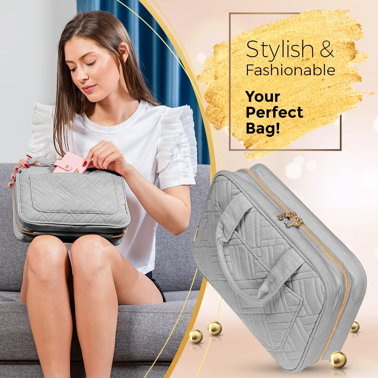 Medium Foldable Hanging Toiletry Bag - Pigeon Gray