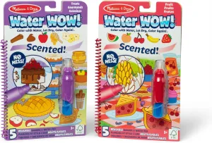 Melissa & Doug Scented Water Wow! Reusable Water-Reveal Coloring Activity Pad 2-Pack Bundle – Fruit, Treats