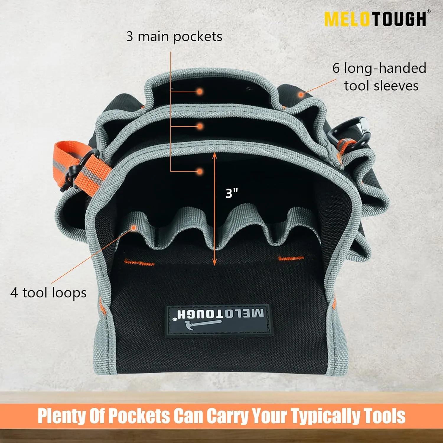 MELOTOUGH Electrician's Small Tool Pouch for Tool Belt Tool Pouch Tool Holster with Multiple Pockets, Construction Pouch Tool Organizer for Tools