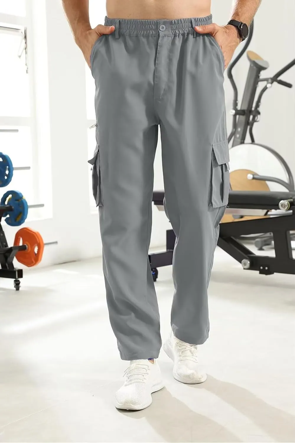 Men Outdoor Cargo Pant Lightweight Tactical Pant Hiking Jogger Classic Fit Multi Pockets