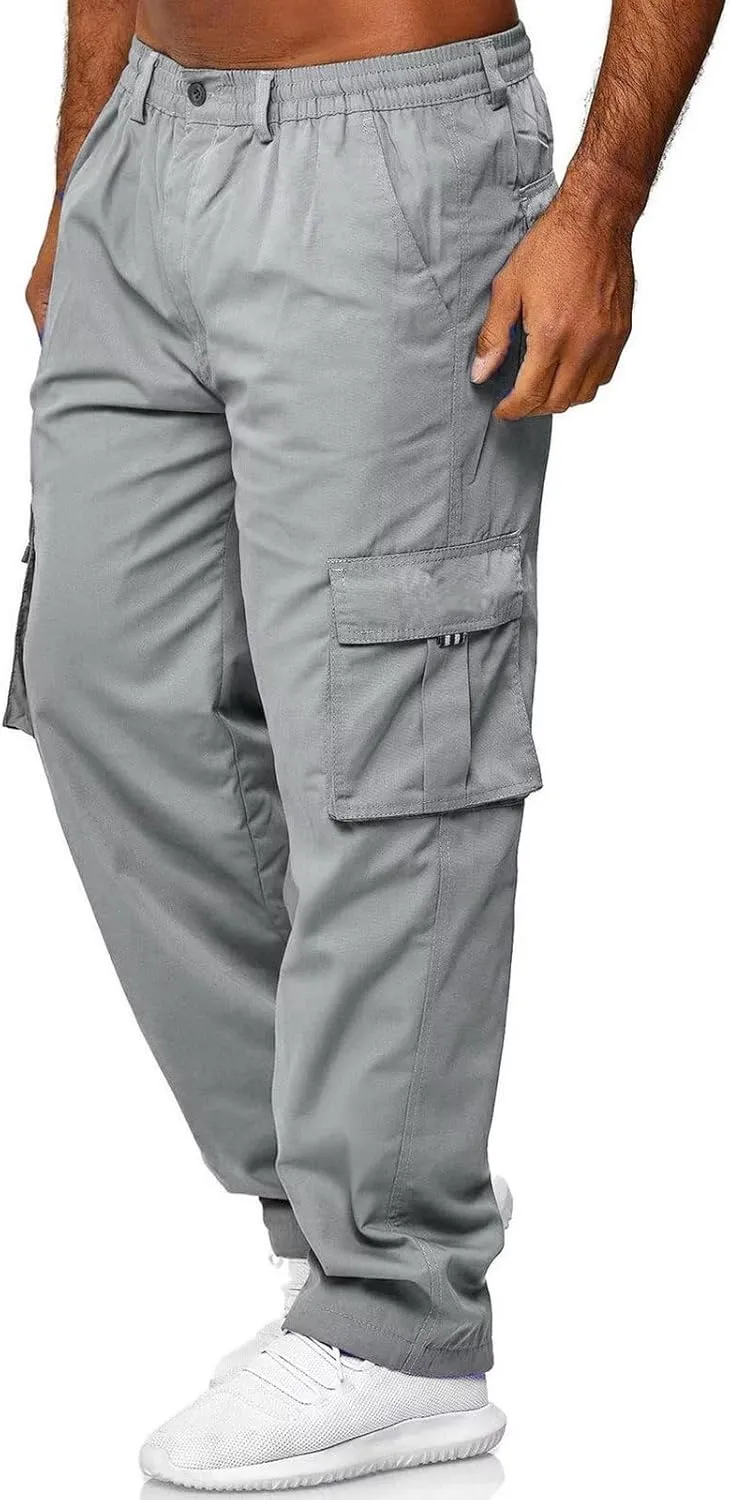 Men Outdoor Cargo Pant Lightweight Tactical Pant Hiking Jogger Classic Fit Multi Pockets