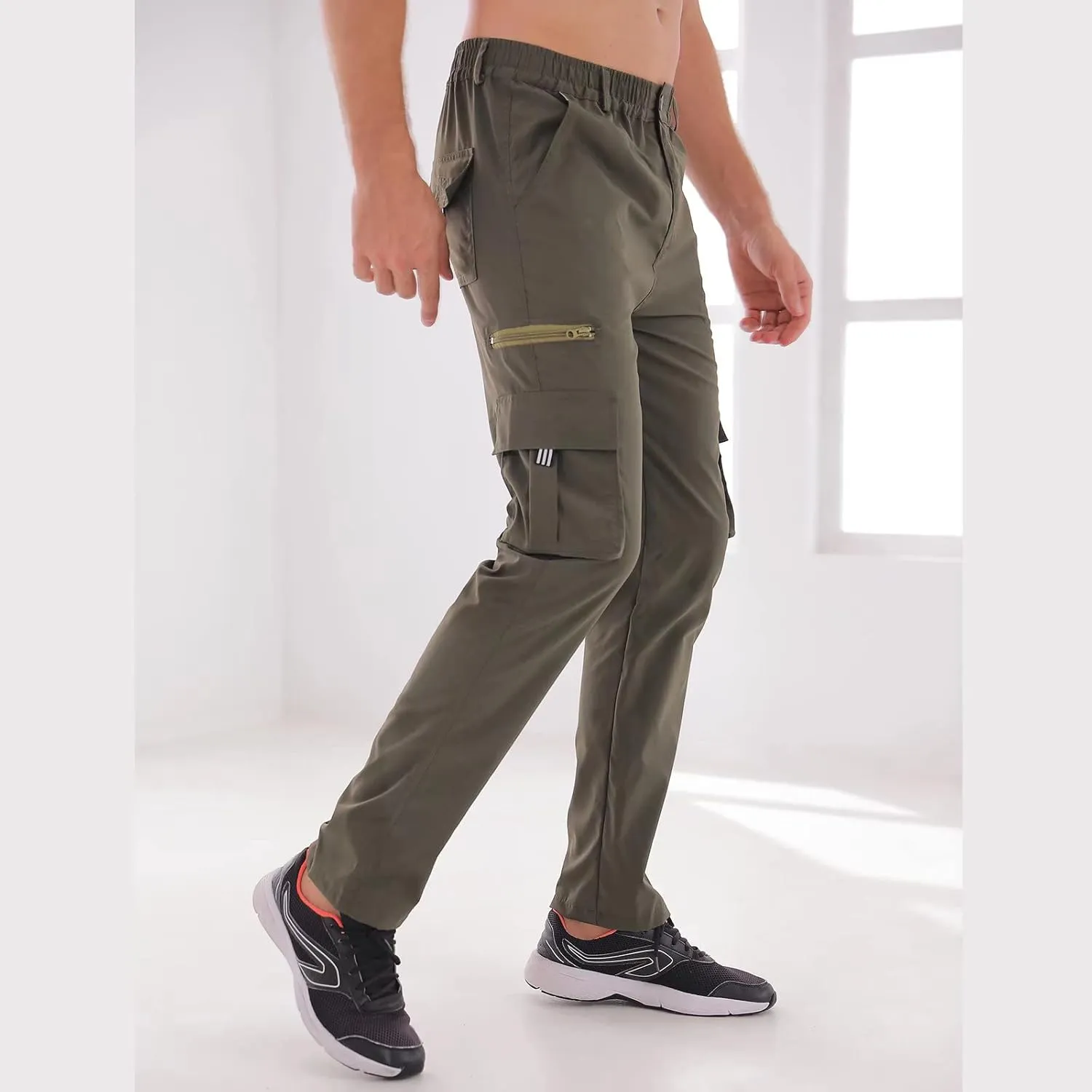 Men Outdoor Cargo Pant Lightweight Tactical Pant Hiking Jogger Classic Fit Multi Pockets