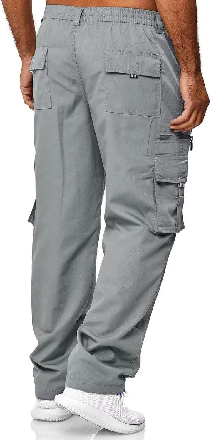 Men Outdoor Cargo Pant Lightweight Tactical Pant Hiking Jogger Classic Fit Multi Pockets