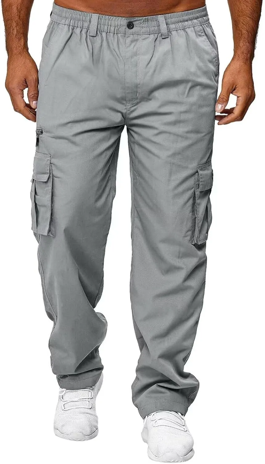 Men Outdoor Cargo Pant Lightweight Tactical Pant Hiking Jogger Classic Fit Multi Pockets