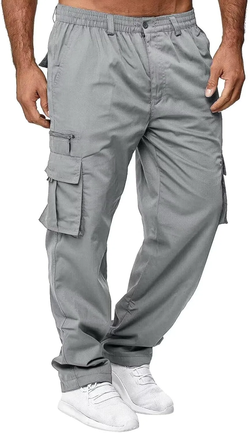 Men Outdoor Cargo Pant Lightweight Tactical Pant Hiking Jogger Classic Fit Multi Pockets