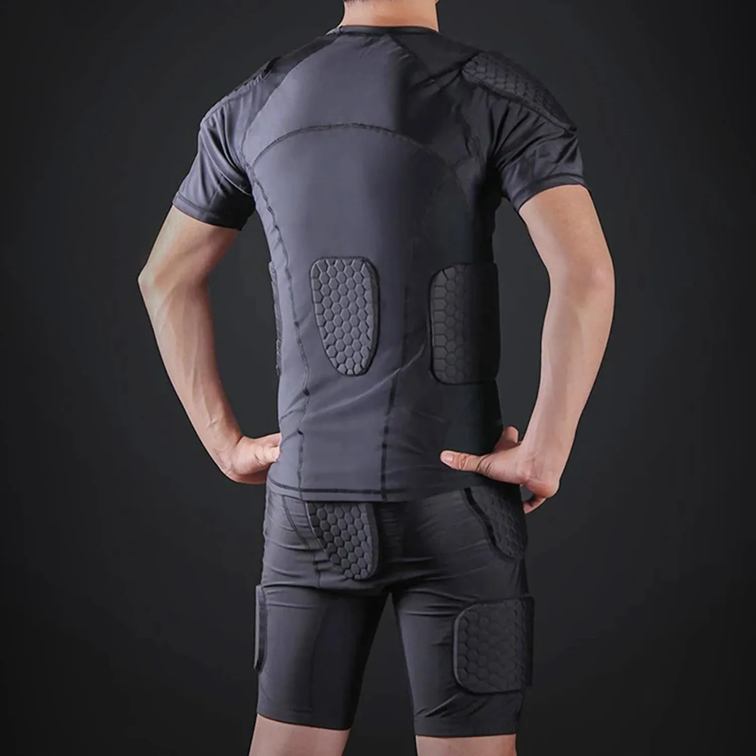 Men Padded Compression Shirt Football Rib Protectors 6-Football Pads Chest Protector Padded Shirt Protective Gear for Football Baseball Basketball