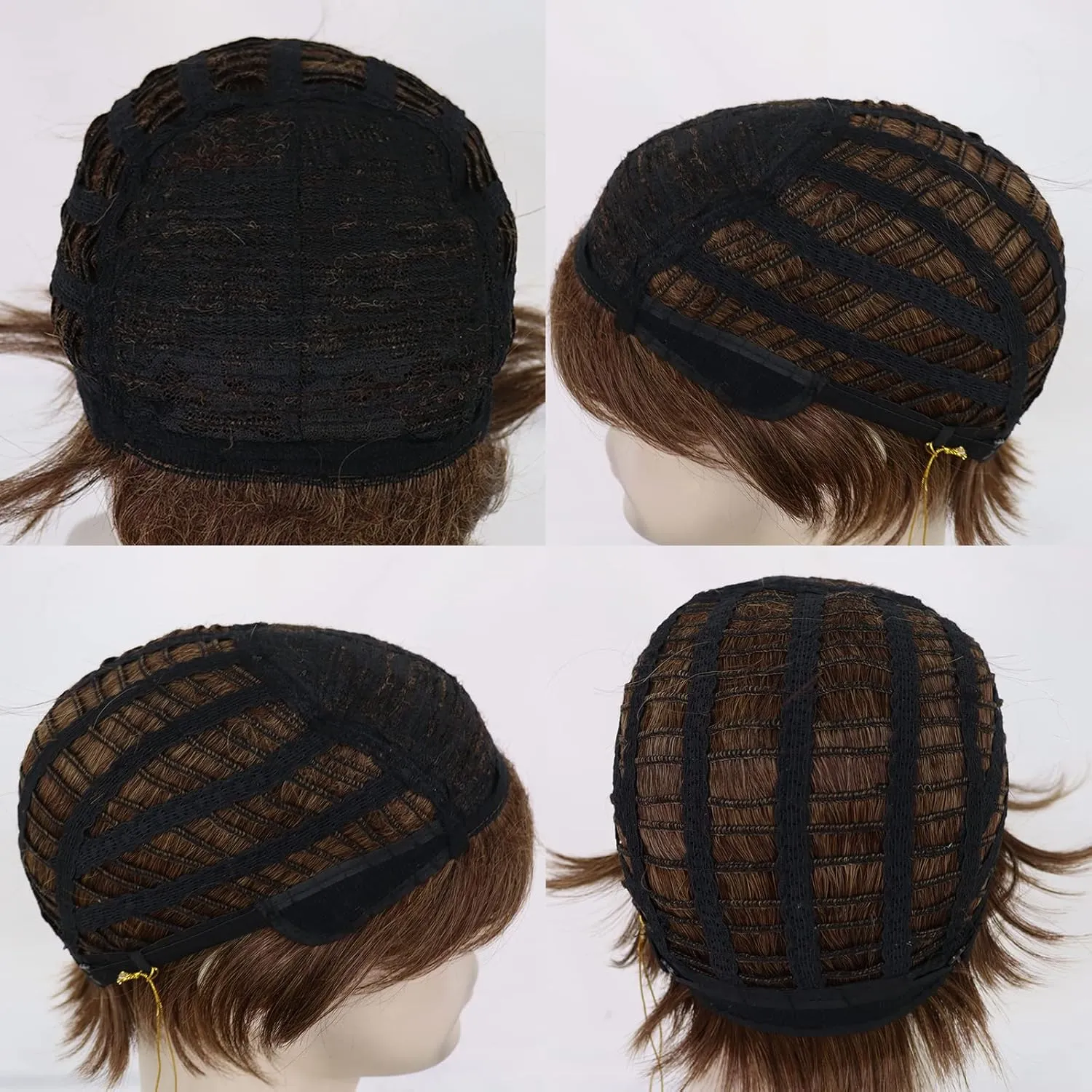 Mens Brown Wig Short Straight Brown Wig Layered Male Heat Resistant Synthetic Hair Replacement