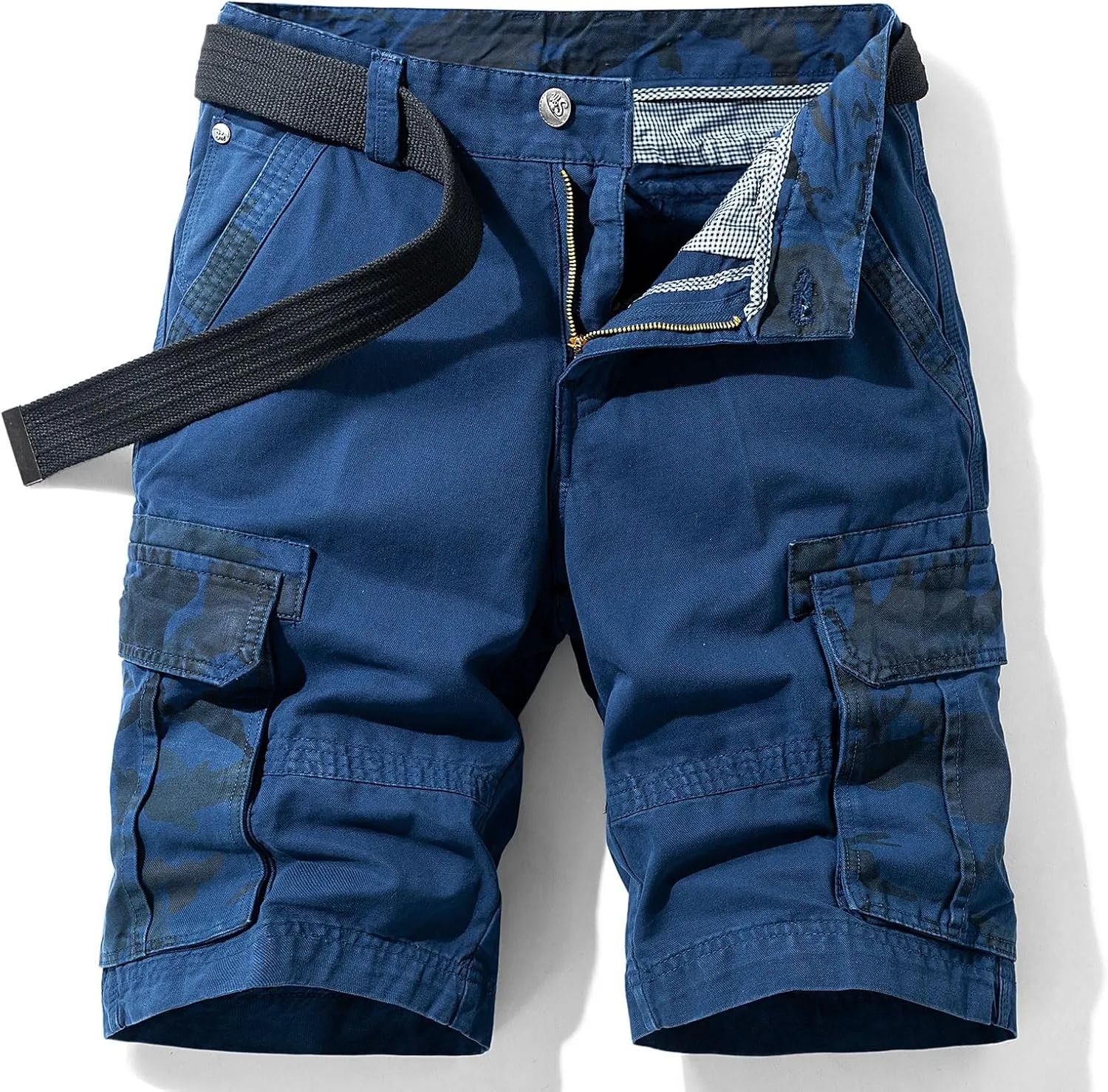 Men's Camo Cargo Shorts Relaxed Fit Multi-Pocket Outdoor Camouflage Cargo Shorts Cotton Belt not Included