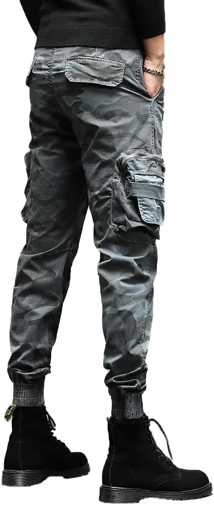 Men's Camouflage Military Cargo Pants Cotton Slim Fit Multi Pockets Tactical Pants