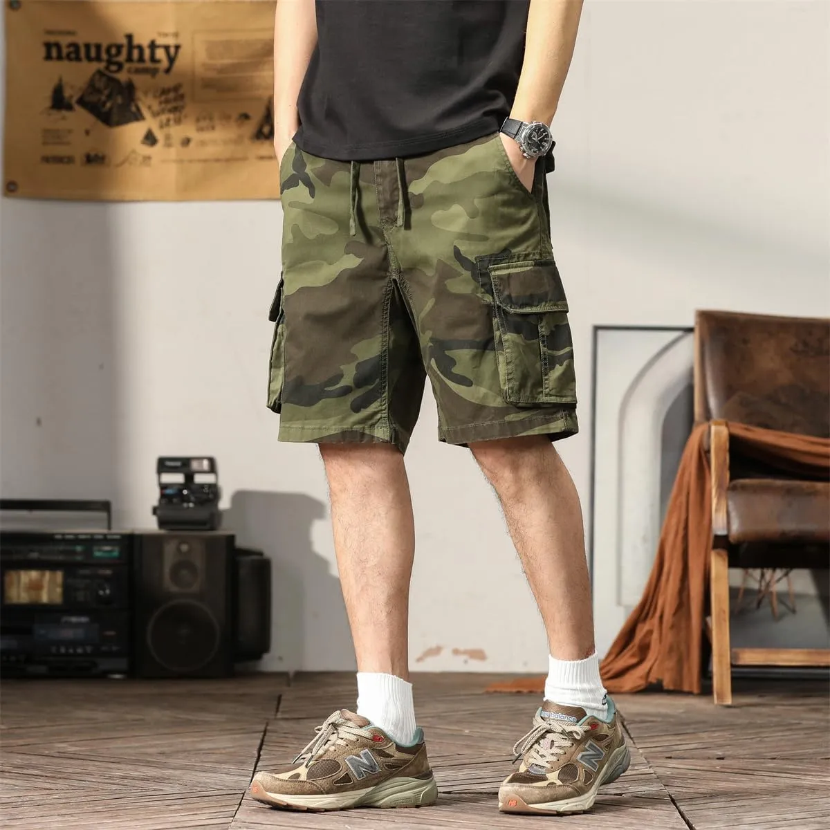 Men's Camouflage Tactical Cargo Shorts - Summer Slim-Fit Military Shorts with Multi-Pockets