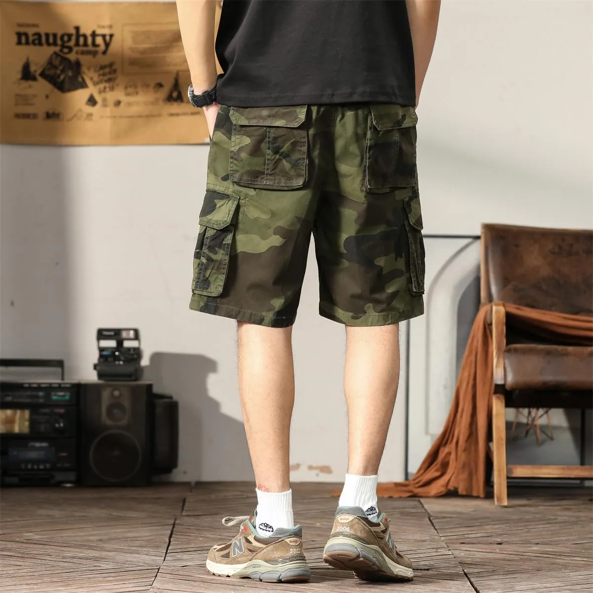 Men's Camouflage Tactical Cargo Shorts - Summer Slim-Fit Military Shorts with Multi-Pockets