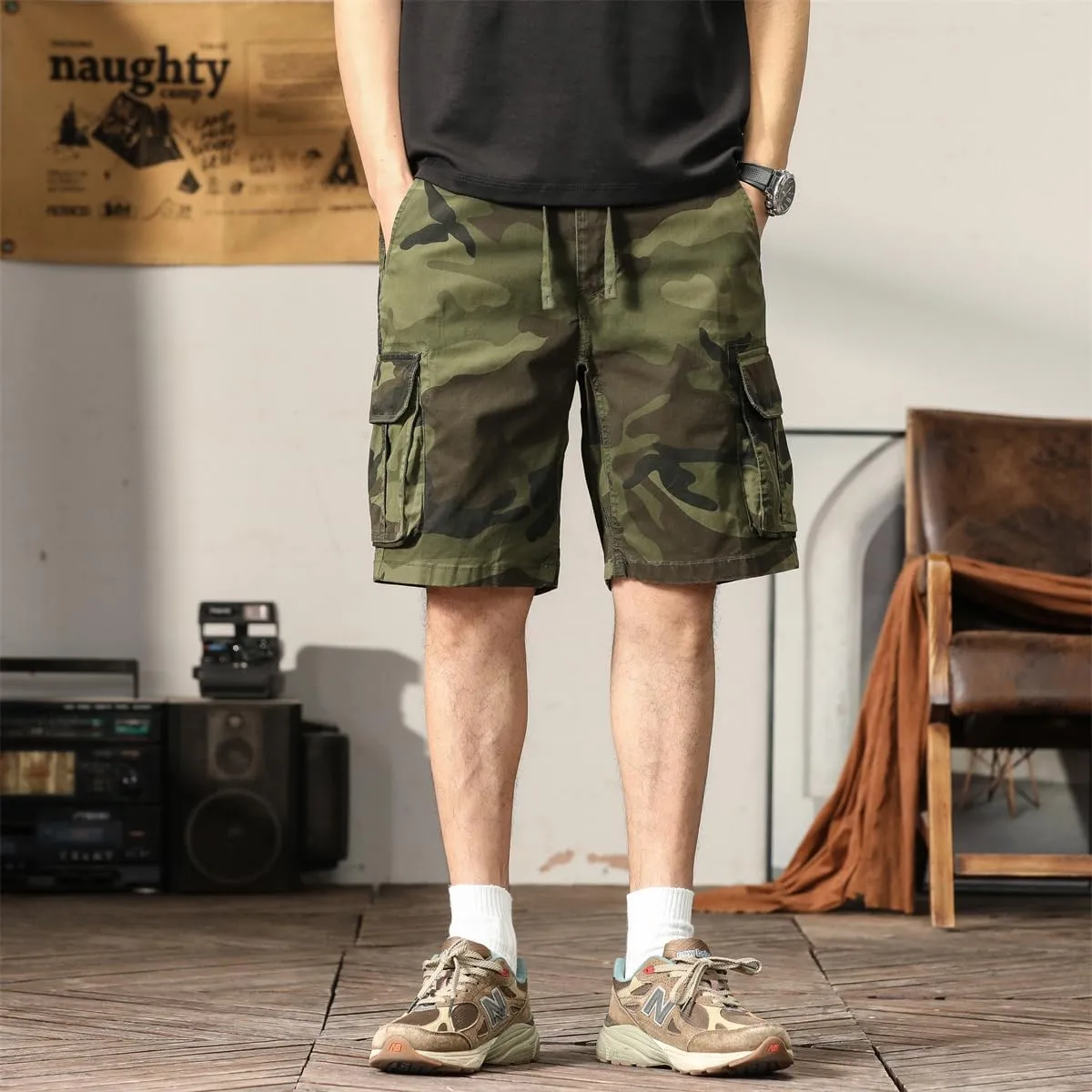 Men's Camouflage Tactical Cargo Shorts - Summer Slim-Fit Military Shorts with Multi-Pockets