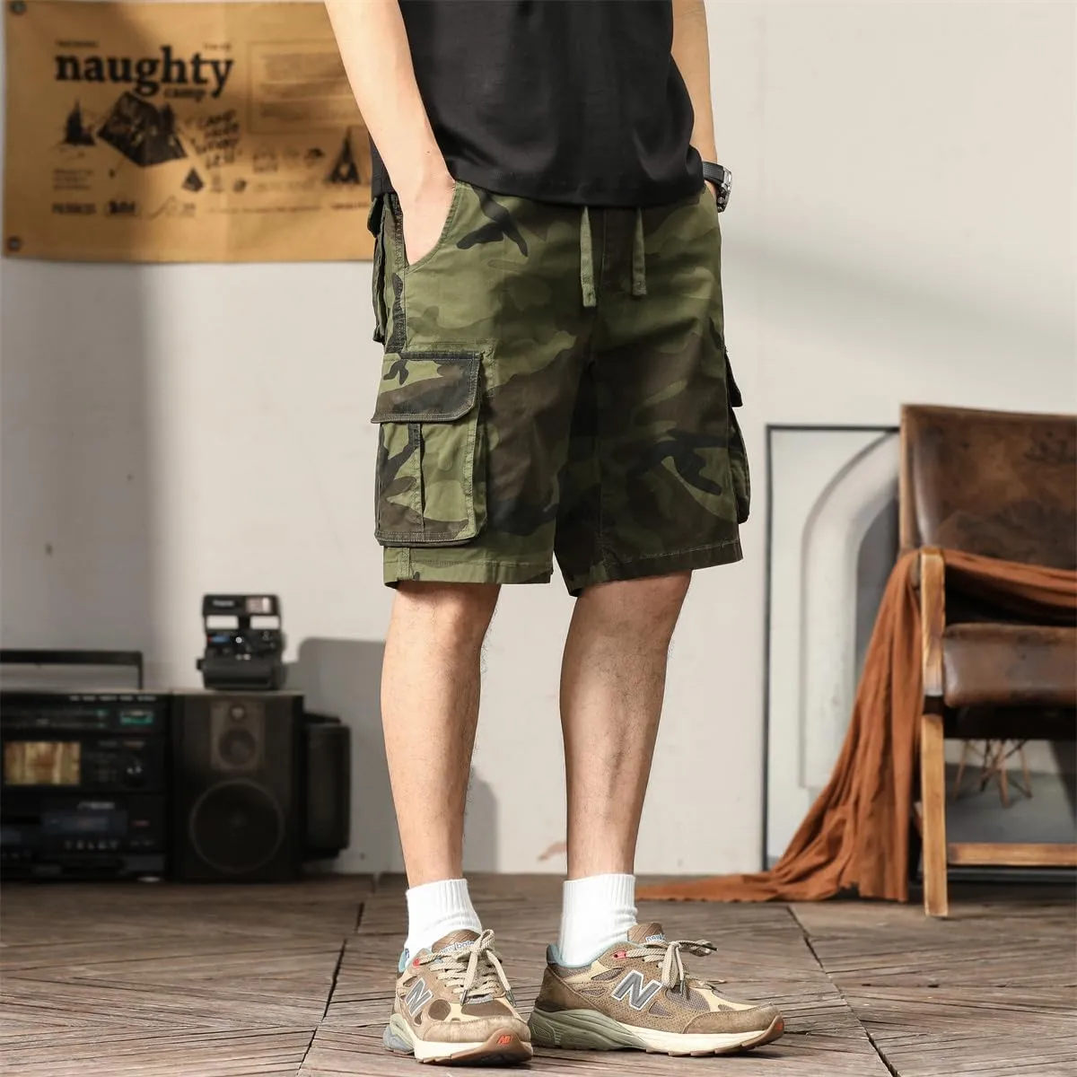 Men's Camouflage Tactical Cargo Shorts - Summer Slim-Fit Military Shorts with Multi-Pockets