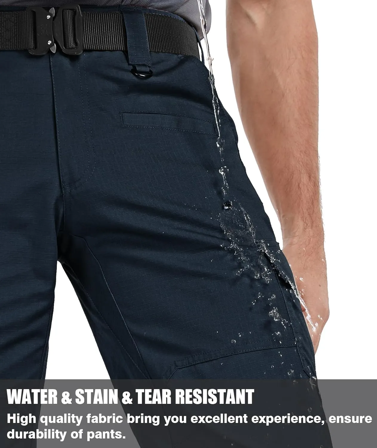 Men's Cargo Pants Ripstop Water Resistant Hiking Work Pants Outdoor Multi Pockets Army Tactical Pants (Not Belt)