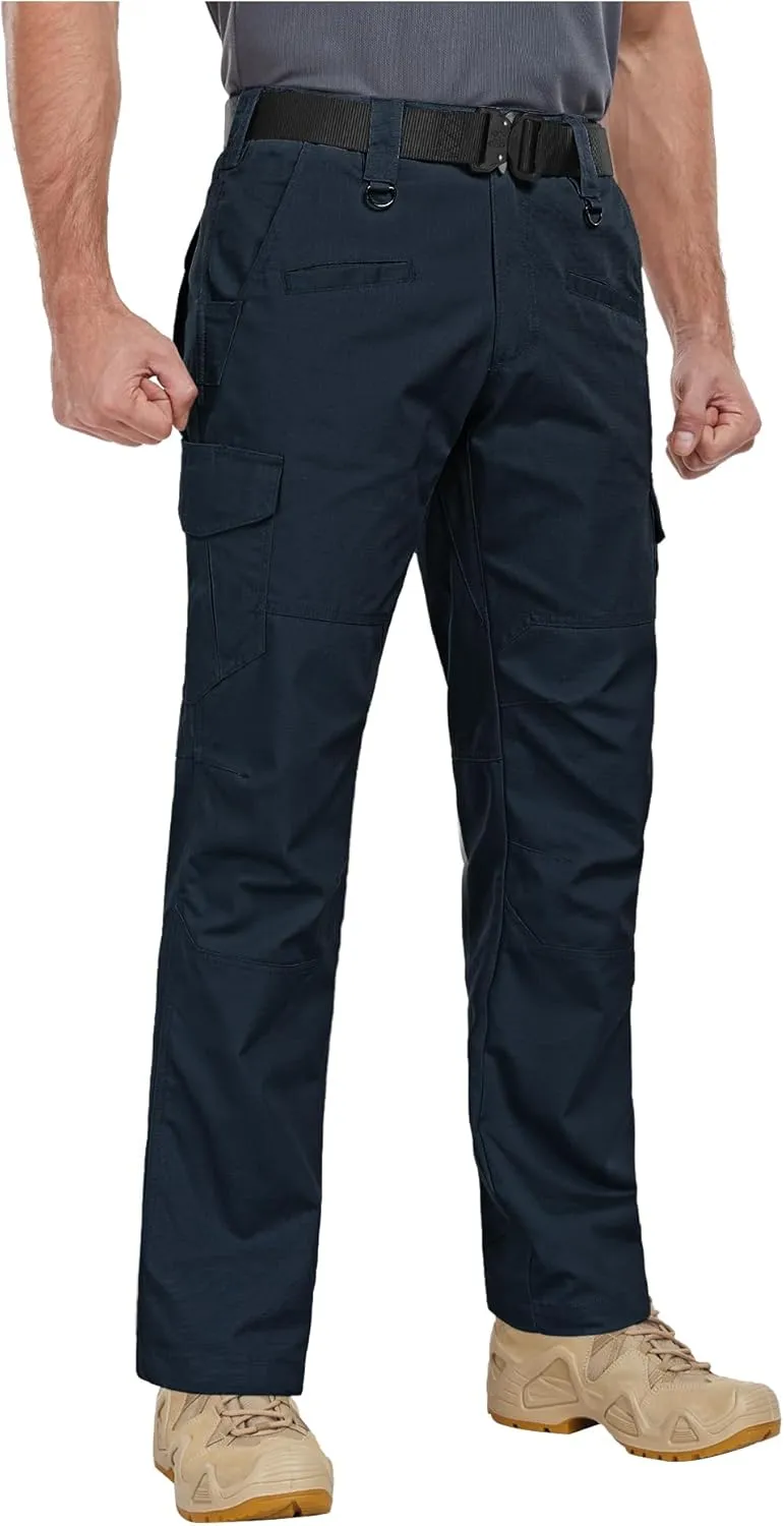 Men's Cargo Pants Ripstop Water Resistant Hiking Work Pants Outdoor Multi Pockets Army Tactical Pants (Not Belt)