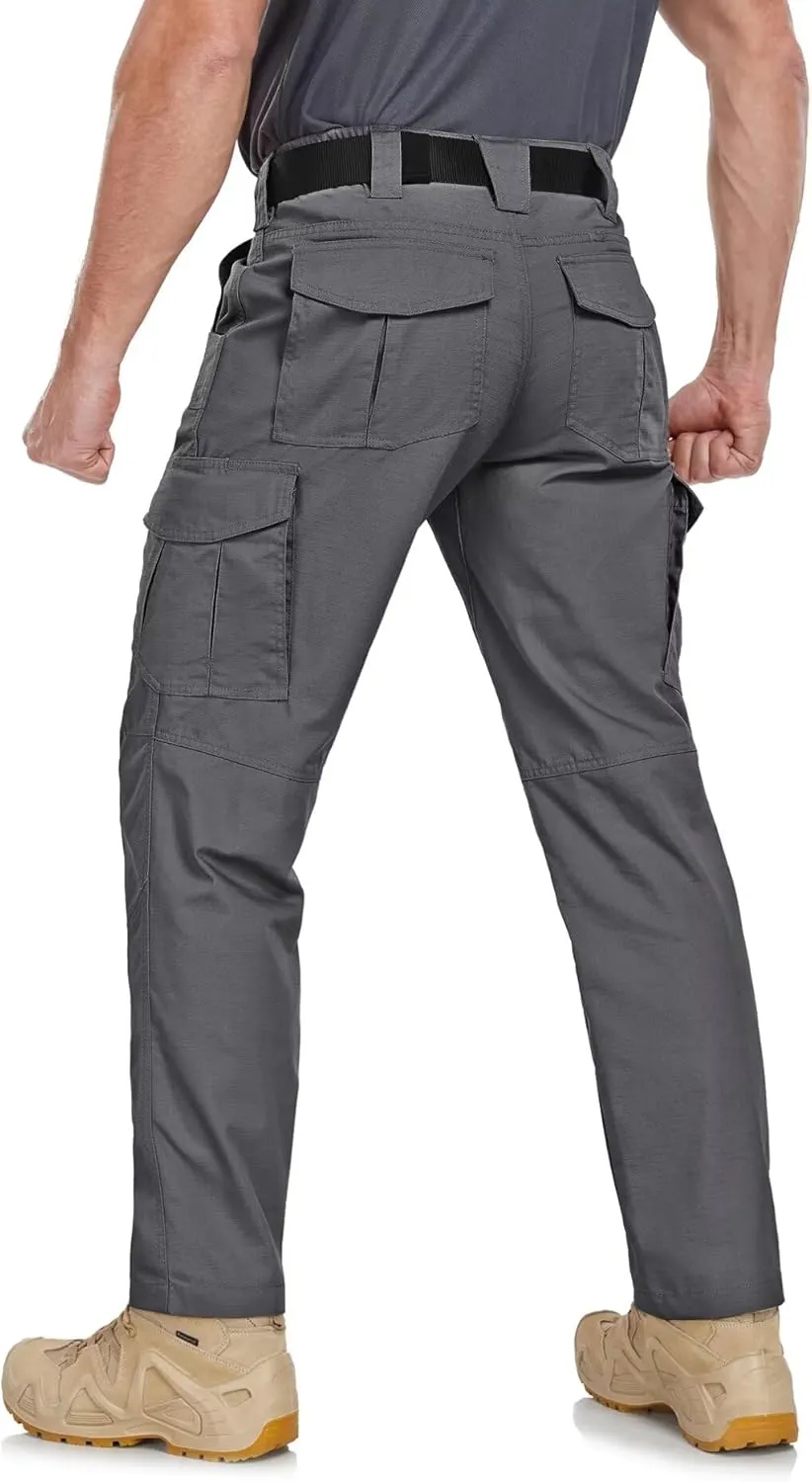 Men's Cargo Pants Ripstop Water Resistant Hiking Work Pants Outdoor Multi Pockets Army Tactical Pants (Not Belt)