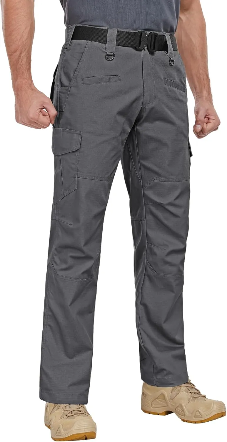Men's Cargo Pants Ripstop Water Resistant Hiking Work Pants Outdoor Multi Pockets Army Tactical Pants (Not Belt)